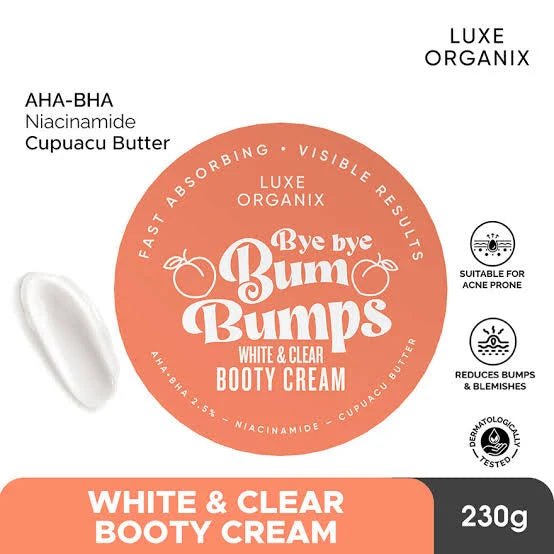 Luxe Organix Bye Bye Bum Bumps White & Clear Booty Cream