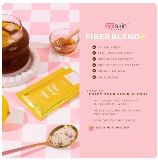Ryx Drinks Fiber Blend Honey Lemon – Detox Drink with Inulin, Aloe Vera, Green Tea & Chia Seeds