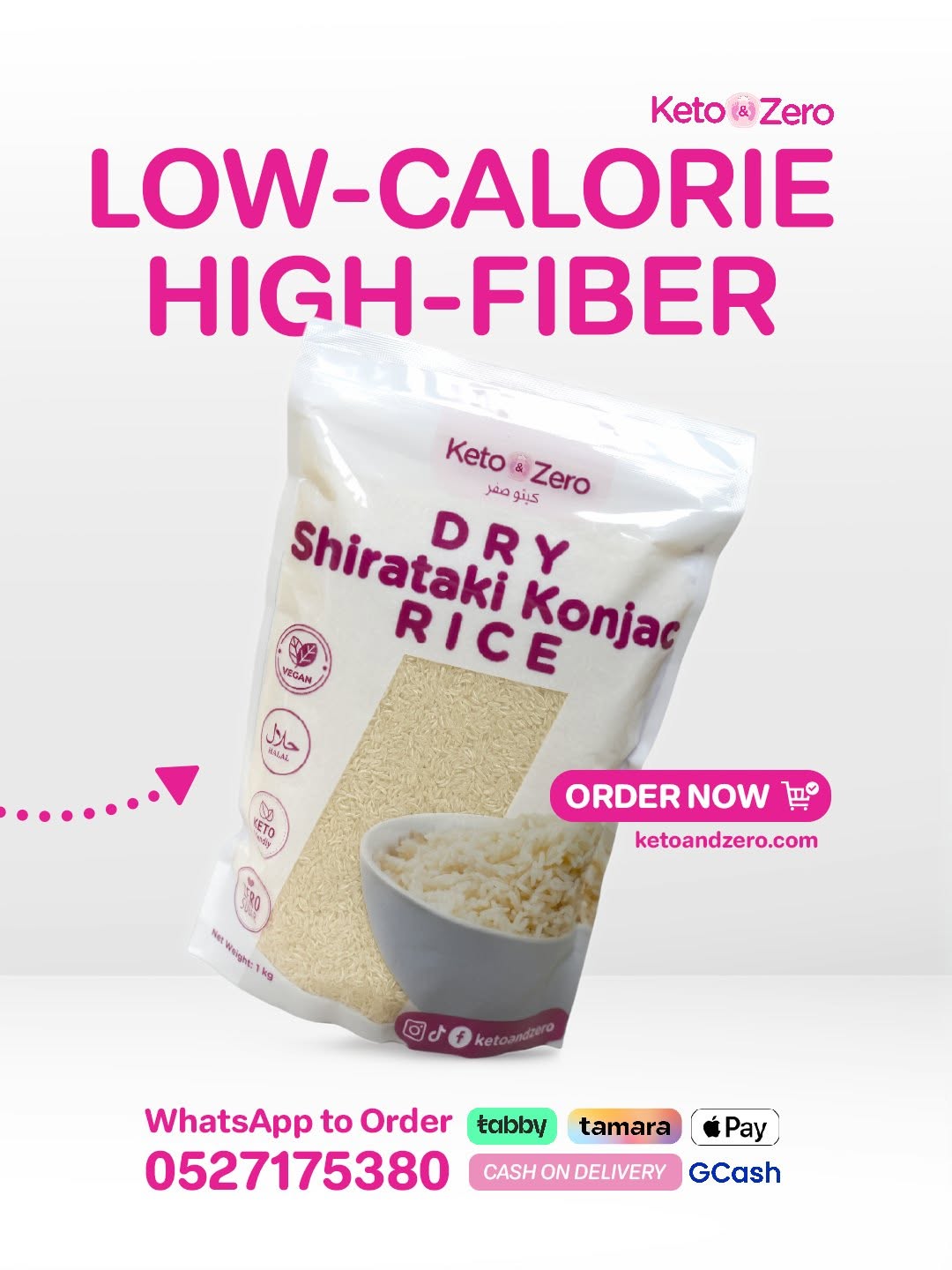 Premium Keto and Zero Dry Shirataki Konjac Rice | 15 Calories per Serving Only | PRE-ORDER!!!
